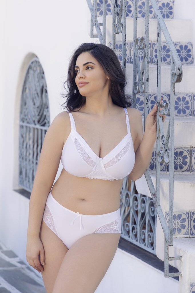 Conjunto con aro de microfibra y puntilla con tiro corto.